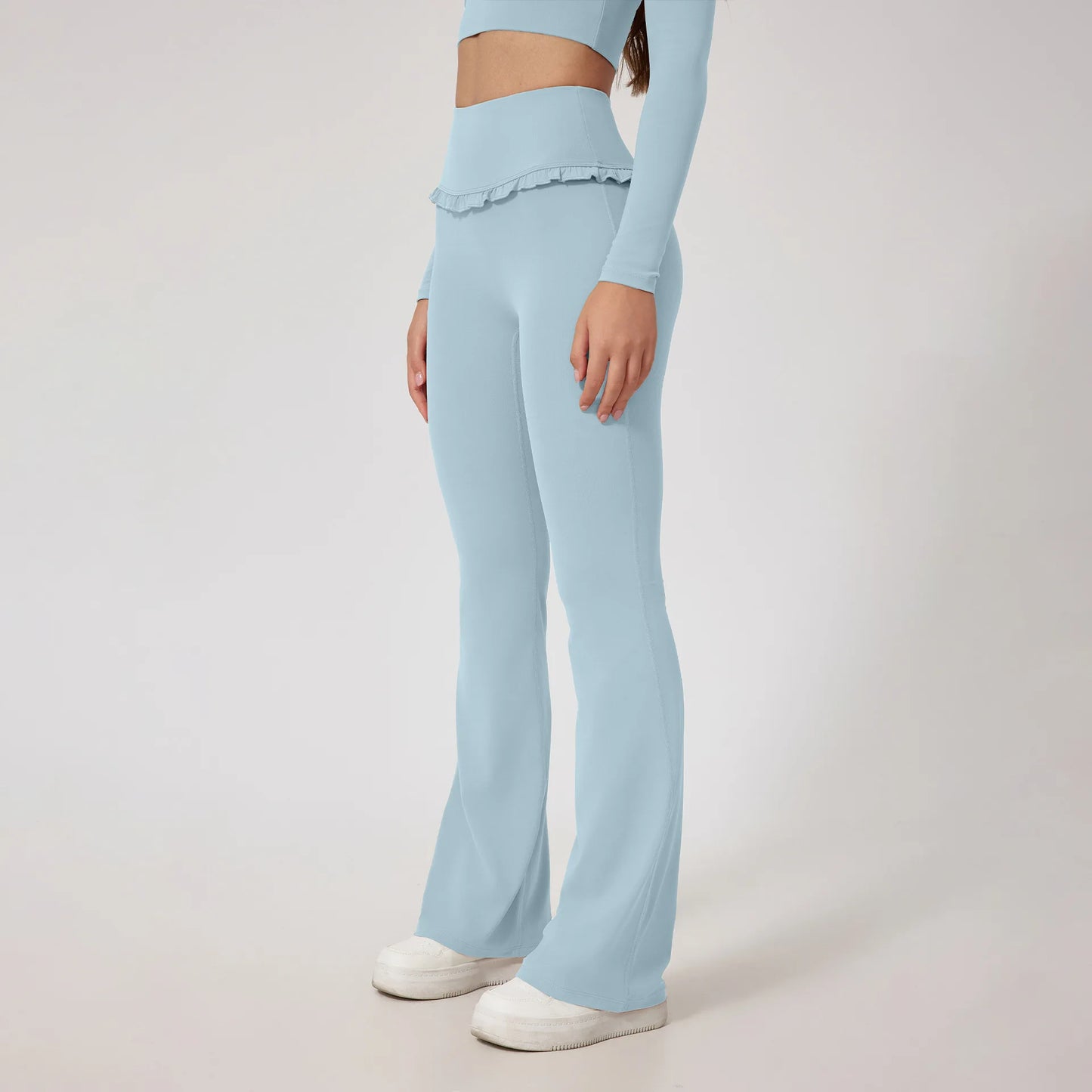 1/2PCS Pad Women Yoga Set Lotus Gym Fitness Long Sleeve Sports Crop Top High Waist Bell Flare Legging Workout Athletic Wear