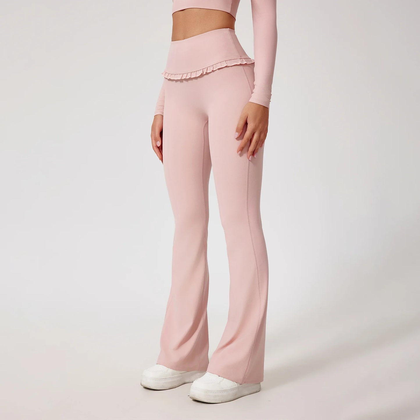 1/2PCS Pad Women Yoga Set Lotus Gym Fitness Long Sleeve Sports Crop Top High Waist Bell Flare Legging Workout Athletic Wear